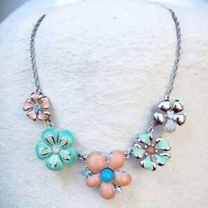 🌺 Touchstone Crystal Swarovski Crystal Enameled Flower Necklace